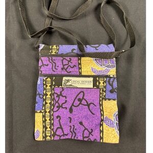 Local Design Hawaii Crossbody Bag Purple Gold Sea Turtle Tribal Print Made USA
